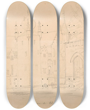 Triptych art skateboard deck of Nicaise De Keyser Castle Of Cleydael At Aartselaar by Nicaise De Keyser (1813-1887) Triptych art skateboard deck of Nicaise De Keyser Castle Of Cleydael At Aartselaar by Nicaise De Keyser (1813-1887)
