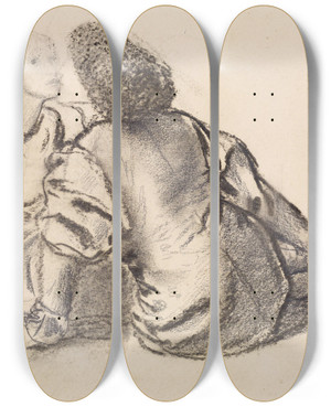 Triptych art skateboard deck of Sir Edward Coley Burnejones An Idyll Study by Sir Edward Coley Burne-Jones (1833-1898)