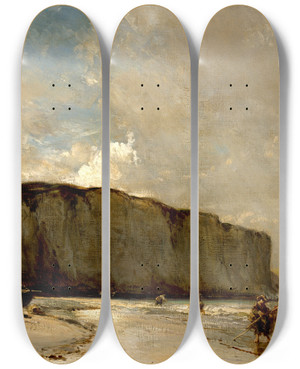 Triptych art skateboard deck of Eugne Isabey View Along The Norman Coast by Eugene Isabey (1803-1886)