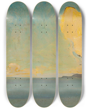 Triptych art skateboard deck of Konrad Krzyanowski Sea Sketch by Konrad Krzyzanowski (1872-1922)