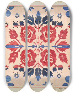 Triptych art skateboard deck of William Hoffman Coverlet_1 by William Hoffman