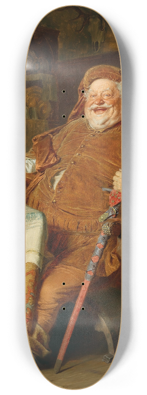 Eduard von Grtzner - Falstaff With A Sword, Wine Jug And Glass 8.25 inch art skate deck