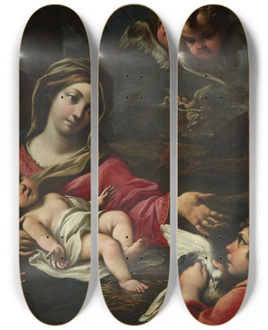 Triptych art skateboard deck of Girolamo Troppa The Adoration Of The Shepherds by Girolamo Troppa (1637-1710)