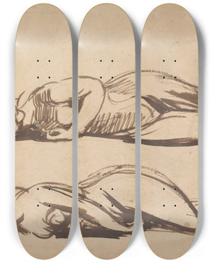 Triptych art skateboard deck of George Romney Sketches Of A Prostrate Woman by George Romney (1734-1802) Triptych art skateboard deck of George Romney Sketches Of A Prostrate Woman by George Romney (1734-1802)