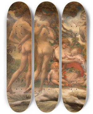 Triptych art skateboard deck of Auguste Levque The Harvest by Auguste Leveque (1866-1921)