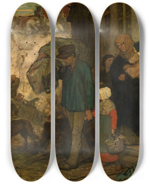 Triptych art skateboard deck of Charles De Groux The Expulsion by Charles de Groux (1825-1870)