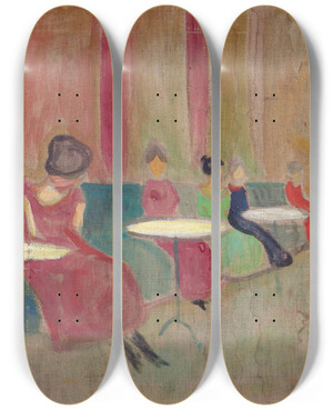 Triptych art skateboard deck of Edvard Munch Brothel Scene by Edvard Munch (1863-1944)