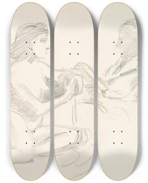 Triptych art skateboard deck of Venny Soldanbrofeldt Alaston Naismalli Ja Taiteilija by Venny Soldan-Brofeldt (1863-1945)