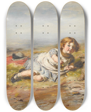 Triptych art skateboard deck of William Mctaggart Playmates Gracie by William Mctaggart (1835-1910)