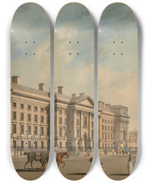 Triptych art skateboard deck of James Malton Trinity College College Green Dublin by James Malton (1761-1803)