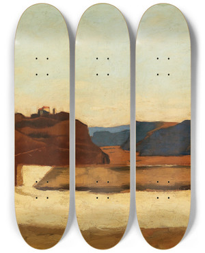 Triptych art skateboard deck of Albin Egger Lienz Kalvarienberg Bei Bozen by Albin Egger Lienz (1868-1926)