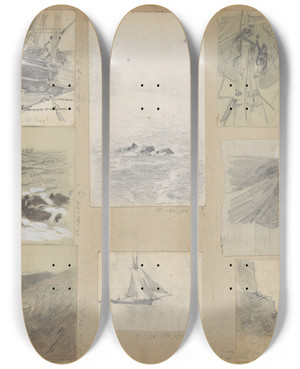 Triptych art skateboard deck of John Singer Sargent Scrapbook by John Singer Sargent (1856-1925)