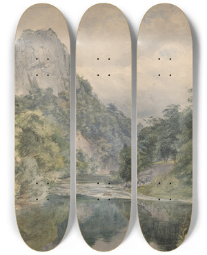Triptych art skateboard deck of Henry Moore High Tor Matlock by Henry Moore (1831-1895)