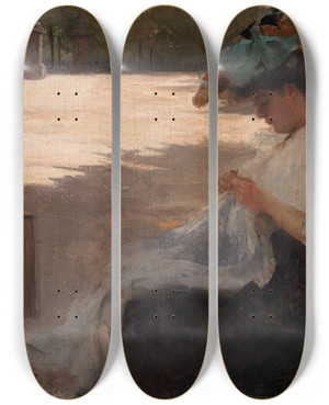 Triptych art skateboard deck of Eliseu Visconti Jardim Do Luxemburgo_2 by Eliseu Visconti (1866-1944)