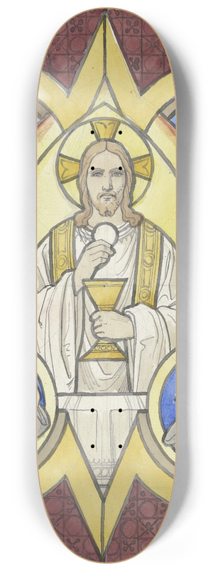 Eduard von Steinle - Christus mit Stola, Kelch und Hostie, daneben die Heiligen Franziskus und Antonius 8.25 inch art skate deck
