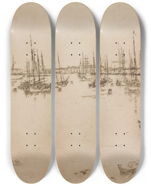 Triptych art skateboard deck of James Abbott Mcneill Whistler San Giorgio by James Abbott Mcneill Whistler (1834-1903)