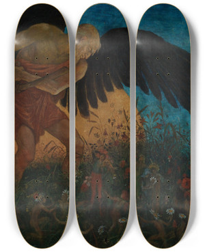 Triptych art skateboard deck of Walter Crane Schnitter Tod by Walter Crane (1845-1915)