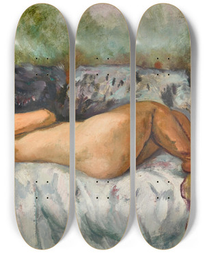Triptych art skateboard deck of Henri Manguin Jeanne Nu Allong by Henri Manguin (1874-1949)