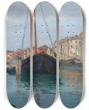 Triptych art skateboard deck of Alfred Zoff Chioggia_2 by Alfred Zoff (1852-1927)