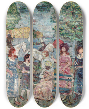 Triptych art skateboard deck of Maurice Prendergast Landscape With Figures_2 by Maurice Prendergast (1858-1924) Triptych art skateboard deck of Maurice Prendergast Landscape With Figures_2 by Maurice Prendergast (1858-1924)
