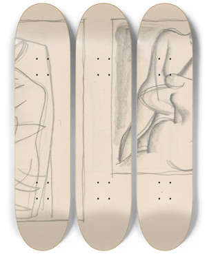 Triptych art skateboard deck of Mikul Galanda Sketchbook_49 by Mikulas Galanda (1895-1938)
