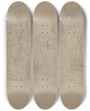 Triptych art skateboard deck of Victor Mller Adoration Of The Shepherds by Victor Muller (1829-1871)