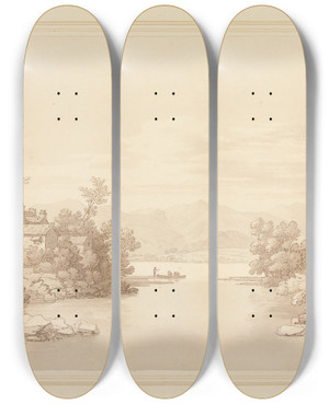 Triptych art skateboard deck of Joseph Farington Pooley Bridge by Joseph Farington (1747-1821) Triptych art skateboard deck of Joseph Farington Pooley Bridge by Joseph Farington (1747-1821)