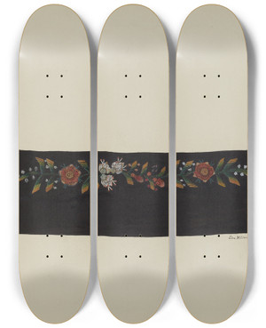 Triptych art skateboard deck of Donald Williams Embroidered Leather by Donald Williams