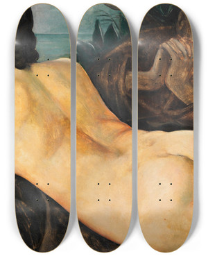 Triptych art skateboard deck of Anita Re Vision Of Saint Anthony At Padua_2 by Anita Ree (1885-1933)