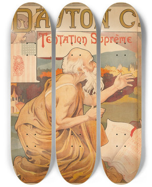 Triptych art skateboard deck of Henri Thiriet Dayton Cycles by Henri Thiriet (1873-1946)