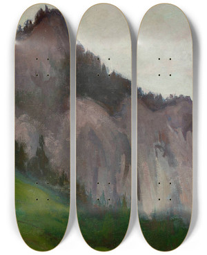 Triptych art skateboard deck of Wadysaw Lewiski Mountain by Wadysaw lewiski (1854-1918)