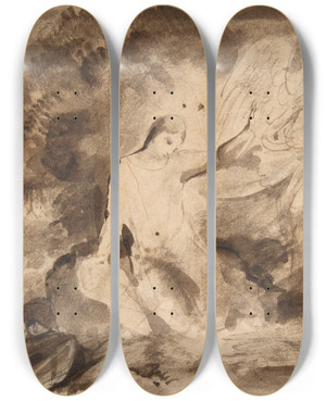 Triptych art skateboard deck of Eugne Delacroix The Agony In The Garden_1 by Eugene Delacroix (1798-1863)