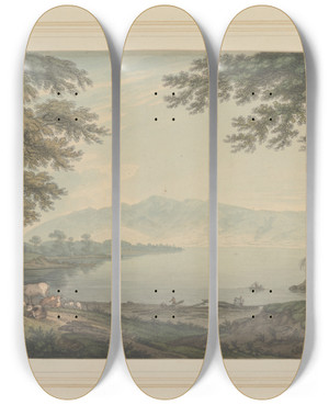 Triptych art skateboard deck of Joseph Farington Skiddaw Derwent Water by Joseph Farington (1747-1821) Triptych art skateboard deck of Joseph Farington Skiddaw Derwent Water by Joseph Farington (1747-1821)