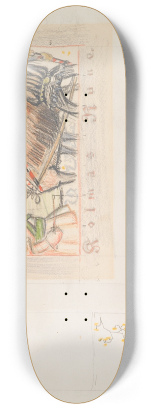 Akseli Gallen-Kallela - The Great Kalevala, Poem III, sketch for the opening vignette. 8.25 inch art skate deck