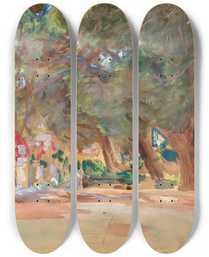 Triptych art skateboard deck of John Singer Sargent A War Memorial by John Singer Sargent (1856-1925)