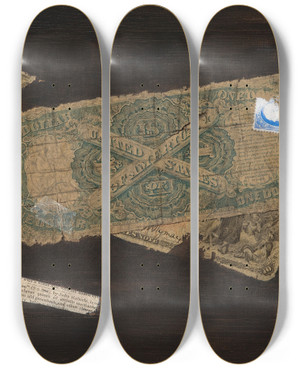 Triptych art skateboard deck of John Haberle Usa by John Haberle (1856-1933)
