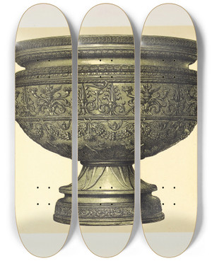 Triptych art skateboard deck of John Charles Robinson Italian Cinquecento Bronze Vase by John Charles Robinson (1824-1913)