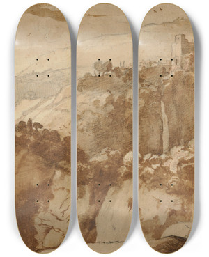 Triptych art skateboard deck of Claude Lorrain View Of Tivoli by Claude Lorrain (1604-1682) Triptych art skateboard deck of Claude Lorrain View Of Tivoli by Claude Lorrain (1604-1682)