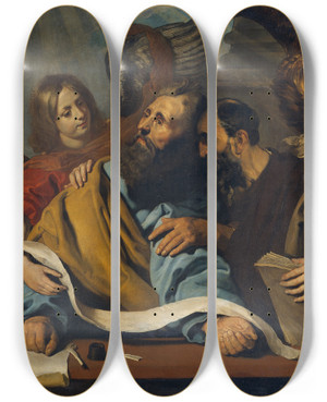 Triptych art skateboard deck of Pieter Claesz Soutman The Four Evangelists by Pieter Claesz Soutman (1580-1657)