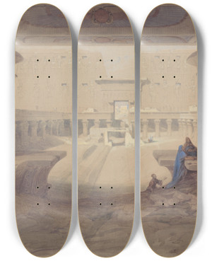 Triptych art skateboard deck of David Roberts From Under The Portico Of The Temple Of Edfu Upper Egypt by David Roberts (1796-1864) Triptych art skateboard deck of David Roberts From Under The Portico Of The Temple Of Edfu Upper Egypt by David Roberts (1796-1864)
