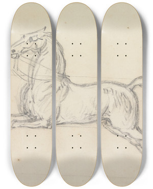 Triptych art skateboard deck of James Seymour Flying Childers Galloping To Left Bridled But Not Saddled by James Seymour (1697-1752) Triptych art skateboard deck of James Seymour Flying Childers Galloping To Left Bridled But Not Saddled by James Seymour (1697-1752)