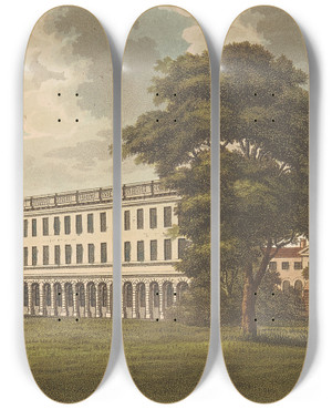 Triptych art skateboard deck of Samuel Ireland Stone Buildings Lincolns Inn by Samuel Ireland (1744-1800)