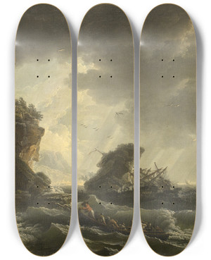 Triptych art skateboard deck of Claudejoseph Vernet A Shipwreck_2 by Claude Joseph Vernet (1714-1789) Triptych art skateboard deck of Claudejoseph Vernet A Shipwreck_2 by Claude Joseph Vernet (1714-1789)