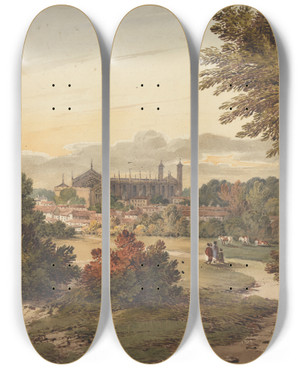 Triptych art skateboard deck of James Bourne Eton From The Brocas by James Bourne