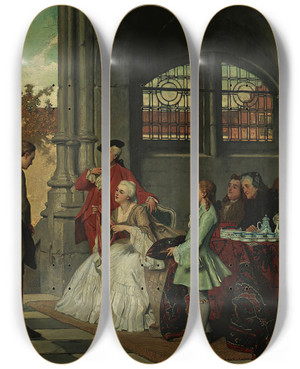 Triptych art skateboard deck of Auguste Serrure The Prize Winner by Auguste Serrure (1825-1903)