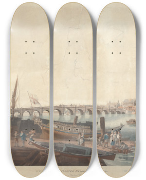 Triptych art skateboard deck of John William Edye A View Of Westminster Bridge The Abbey Etc by John William Edye Triptych art skateboard deck of John William Edye A View Of Westminster Bridge The Abbey Etc by John William Edye