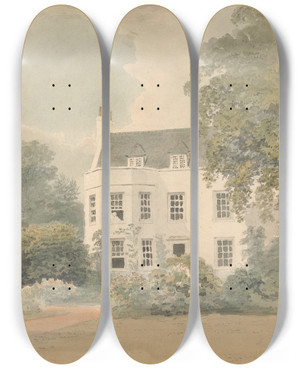 Triptych art skateboard deck of Samuel Davis A White House In A Garden Setting by Samuel Davis (1757-1819) Triptych art skateboard deck of Samuel Davis A White House In A Garden Setting by Samuel Davis (1757-1819)