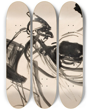 Triptych art skateboard deck of Magnus Enckell Kolme Herraa by Magnus Enckell (1870-1925)