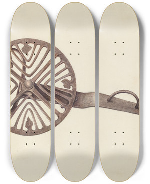 Triptych art skateboard deck of Michael Chomyk Trivet by Michael Chomyk