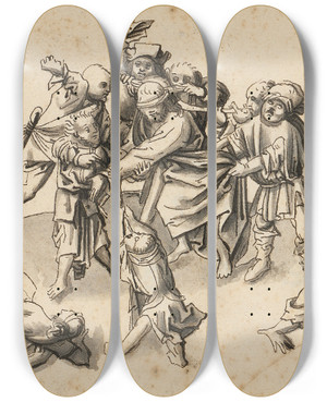Triptych art skateboard deck of Workshop Of Hans Holbein The Elder The Mocking Of Chris by Workshop of Hans Holbein the elder (1460-1524)